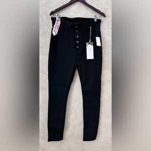 Pastels Paperbag Hyperstretch  Black Button-Up Pants